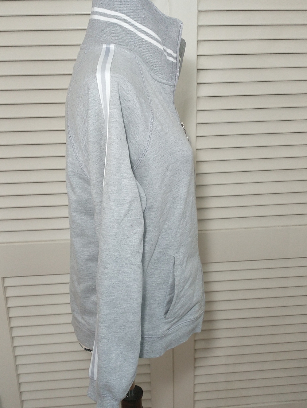 New York Laundry Zip Up Track Jacket, Striped, Gray/White, Size L, Athleisure - Picture 5 of 8